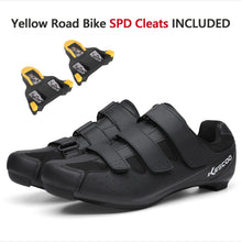 Load image into Gallery viewer, Mens Women Road Bike Cycling Shoes with Yellow 6 Degree Bike Cleats Compatible with Shimano SH-11 SPD-SL Cleats Bike Pedals for Indoor Bicycle Cycling Shoes and Pedals, Cleats Included