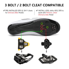 Load image into Gallery viewer, Mens Women Road Bike Cycling Shoes with Yellow 6 Degree Bike Cleats Compatible with Shimano SH-11 SPD-SL Cleats Bike Pedals for Indoor Bicycle Cycling Shoes and Pedals, Cleats Included