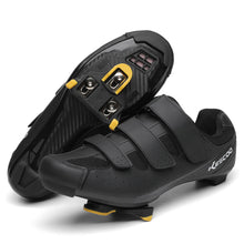 Load image into Gallery viewer, Mens Women Road Bike Cycling Shoes with Yellow 6 Degree Bike Cleats Compatible with Shimano SH-11 SPD-SL Cleats Bike Pedals for Indoor Bicycle Cycling Shoes and Pedals, Cleats Included